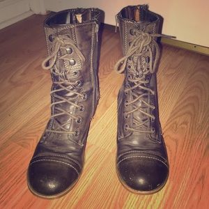 Brown combat boots